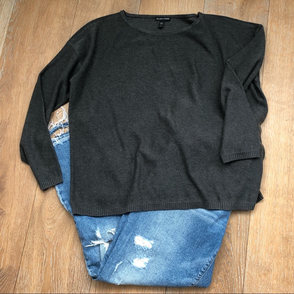 Eileen Fisher Boxy Sweater in Bark
